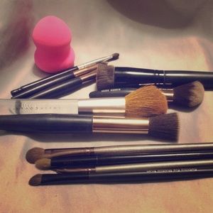 lot of makeup brushes